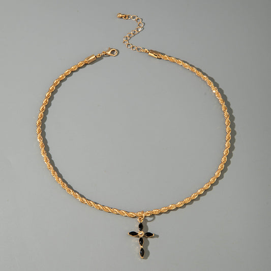 Cross Geometric Diamond Chain Clause Necklace