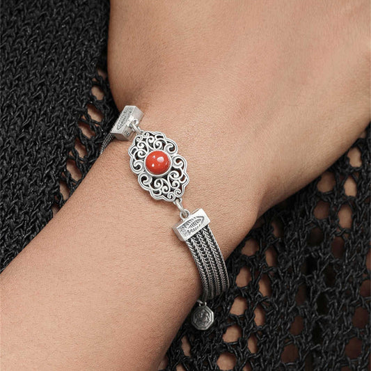 Vintage Inlaid South Red Woven Bracelet For Women With A High-end Feel