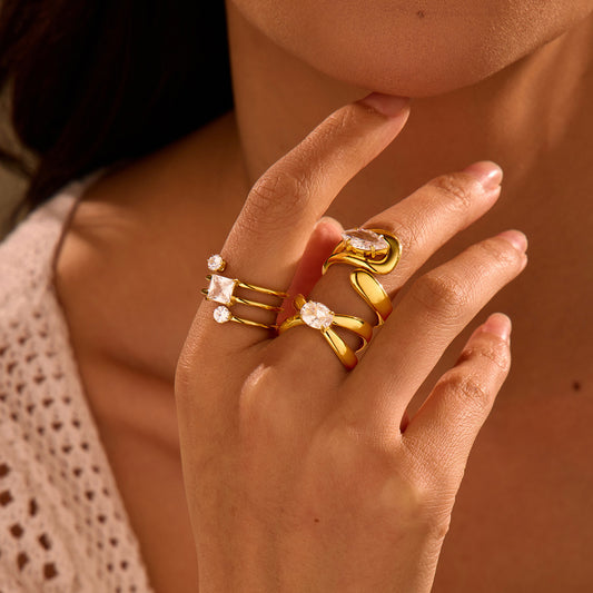 Special-interest Design Non-fading Inlaid Zircon Stainless Steel Ring