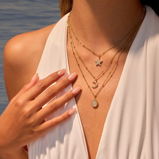 Temperament Star Moon Pendant Stainless Steel Necklace Neck Accessories